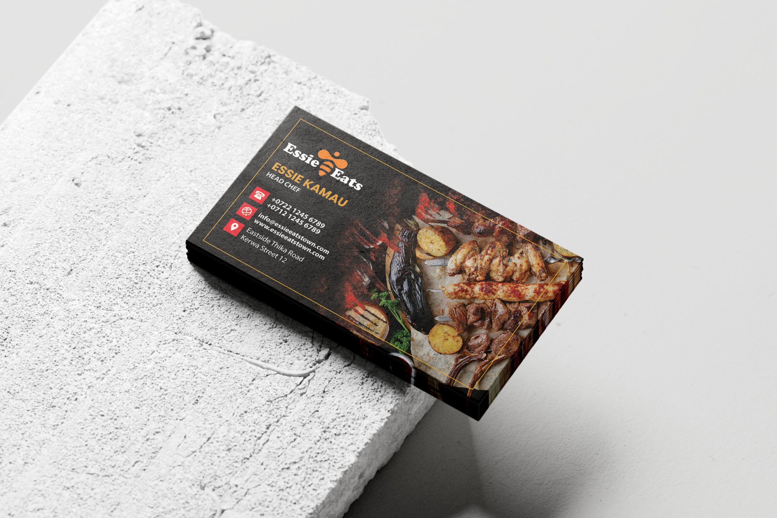 01 Free Business Card Mockup Stacked On Concrete